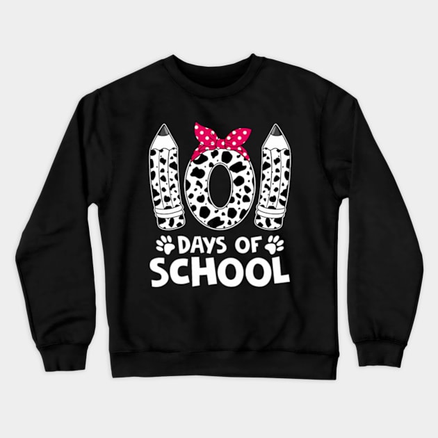 Happy 101 Days Of School Funny Student Teacher Kids Crewneck Sweatshirt by Cristian Torres